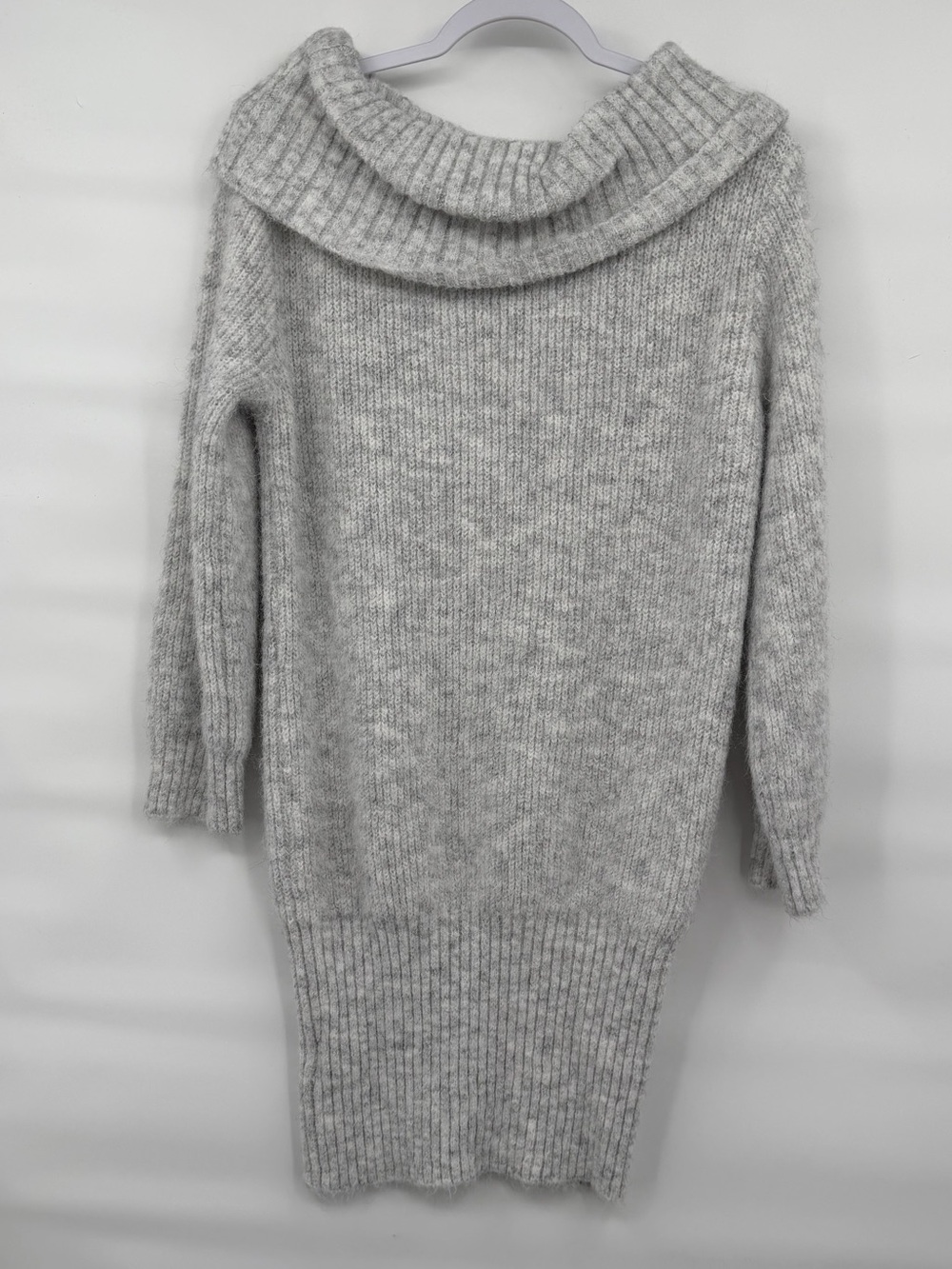 Shein light gray off shoulder sweater dress